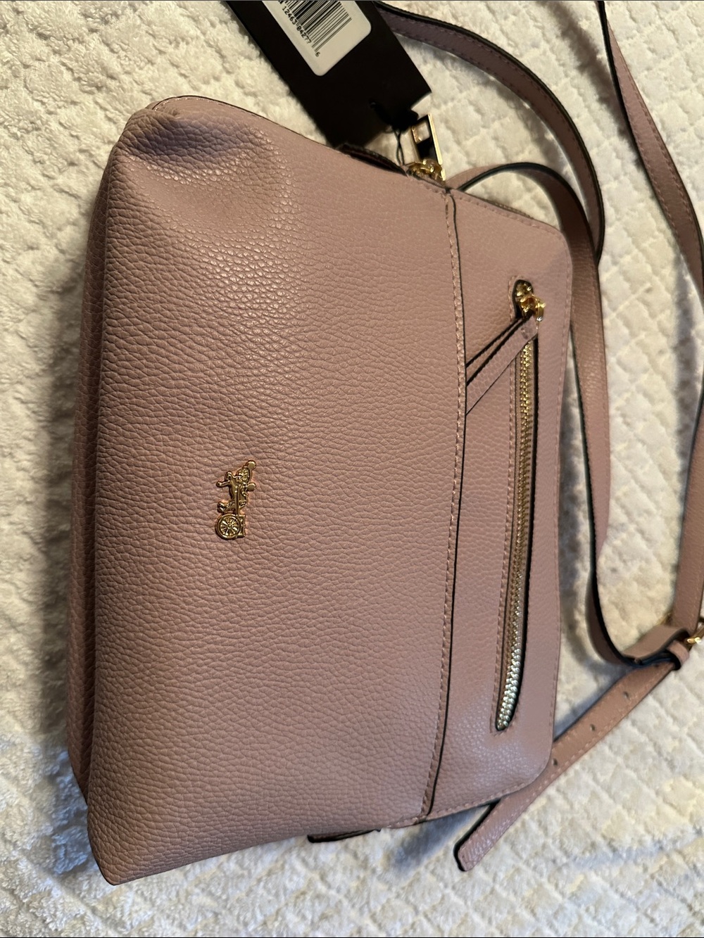 Coach Pebbled Leather Crossbody in Dusty Pink with Gold Hardware